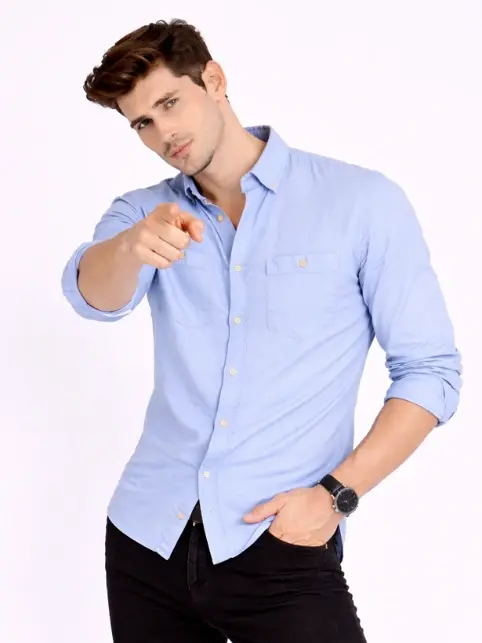 Men's Premium Cotton Oxford Shirt - Navy Blue