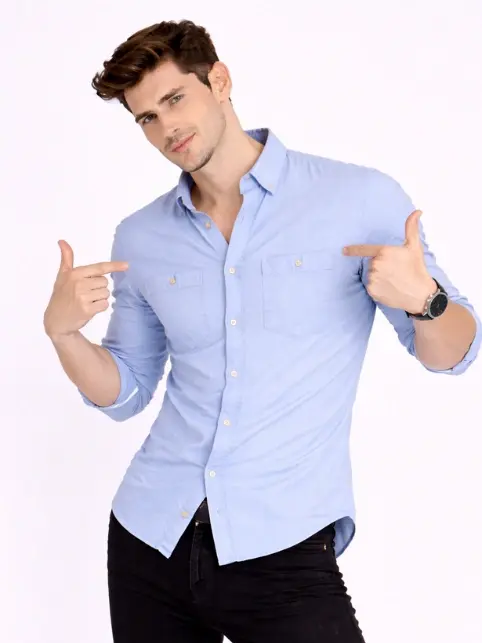 Men's Premium Cotton Oxford Shirt - Navy Blue