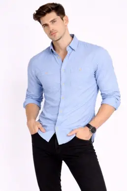 Men's Premium Cotton Oxford Shirt - Navy Blue